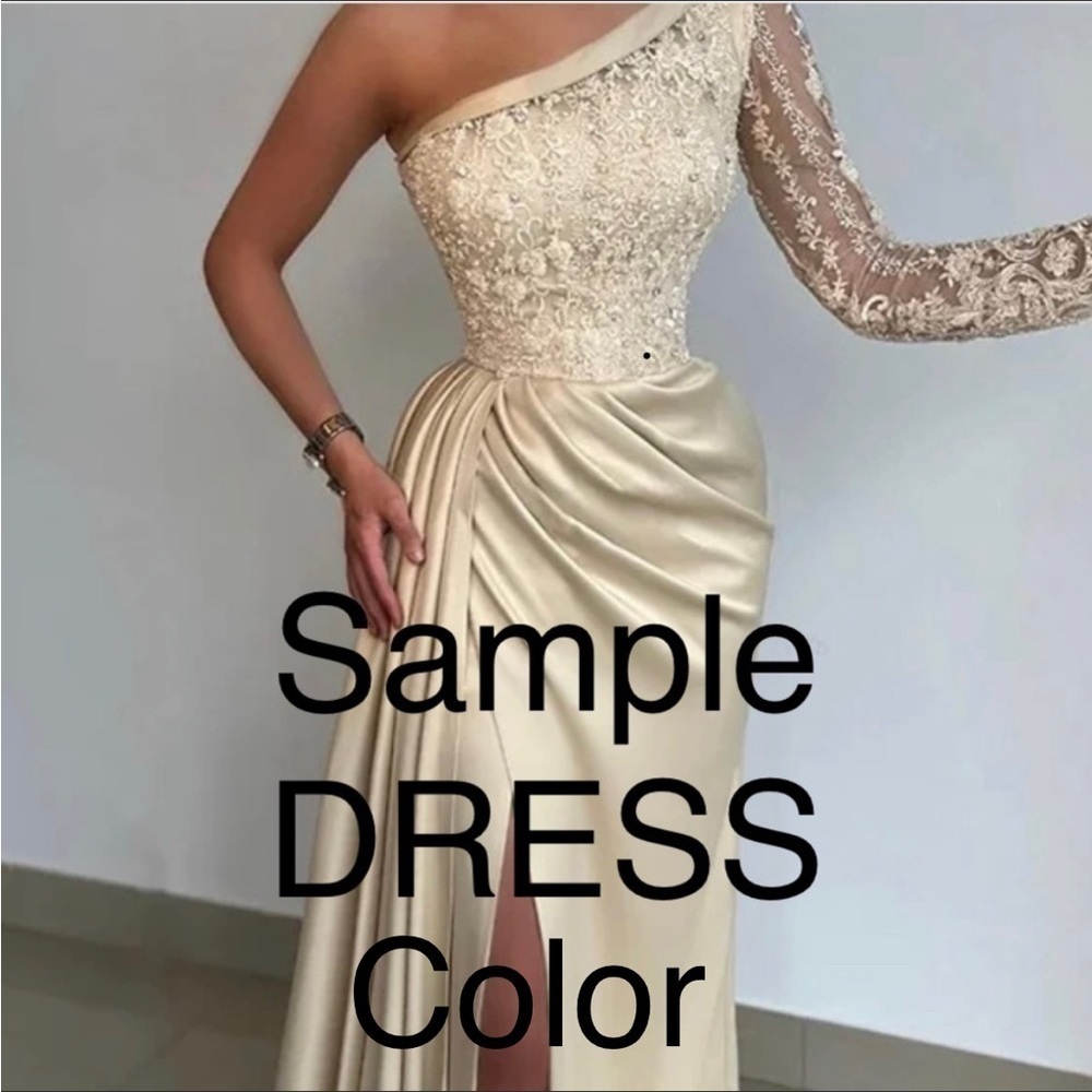 Hebeos-Sheath/Column Satin Lace One-ShoulderSweep/Brush Train Prom Gown - Picture 2 of 9